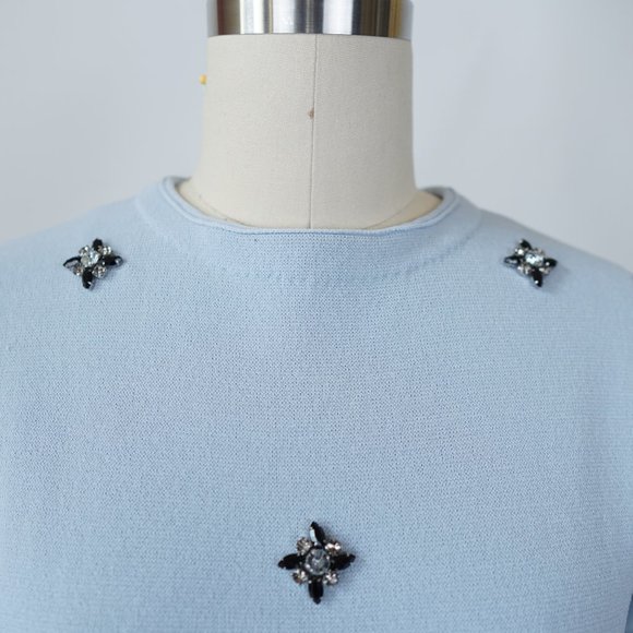 ASOS Petite Embellished Knit Cropped Top 0 Blue - Picture 3 of 9